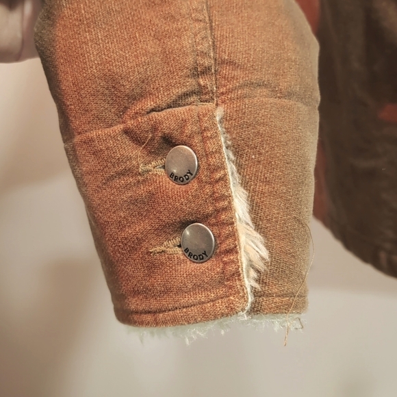 Brody Women's Brown Cotton Sherpa-Lined Button Down Coat,Size S. - Picture 7 of 14